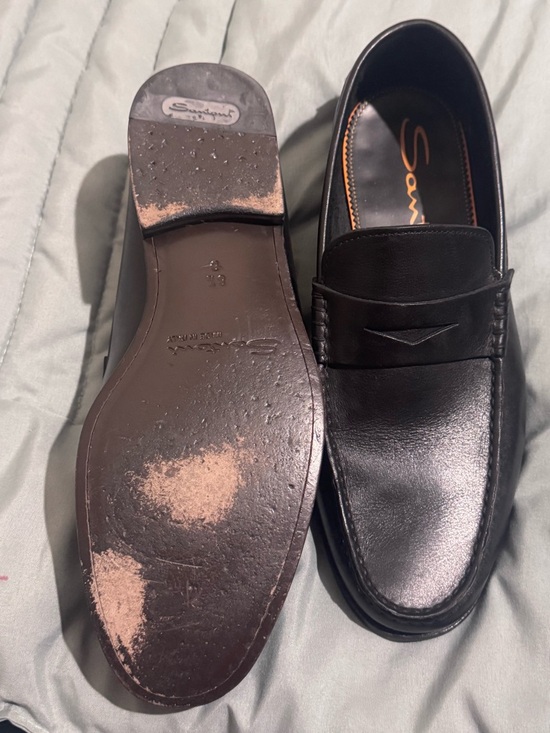 Santoni Black Leather Penny-Style Loafers main image 11